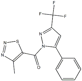 4-Methyl-5-{[5-phenyl-3-(trifluoromethyl)-1H-pyrazol-1-yl]carbonyl}-1,2,3-thiadiazole 结构式