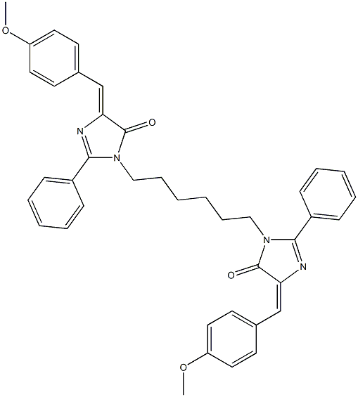 (Z)-4-(4-METHOXYBENZYLIDENE)-1-(6-((E)-4-(4-METHOXYBENZYLIDENE)-5-OXO-2-PHENYL-4,5-DIHYDROIMIDAZOL-1-YL)HEXYL)-2-PHENYL-1H-IMIDAZOL-5(4H)-ONE 结构式