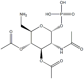 2-ACETAMIDO-3,4-DI-O-ACETYL-6-AMINO-2,6-DIDEOXY-ALPHA-D-GLUCOPYRANOSYL PHOSPHATE 结构式
