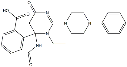 ETHYL 4-(6-OXO-2-(4-PHENYLPIPERAZIN-1-YL)-3,4,5,6-TETRAHYDROPYRIMIDINE-4-CARBOXAMIDO)BENZOATE 结构式