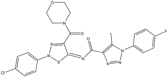 (Z)-N-(2-(4-CHLOROPHENYL)-4-(MORPHOLINE-4-CARBONYL)-1,2,3-THIADIAZOL-5(2H)-YLIDENE)-1-(4-FLUOROPHENYL)-5-METHYL-1H-1,2,3-TRIAZOLE-4-CARBOXAMIDE 结构式