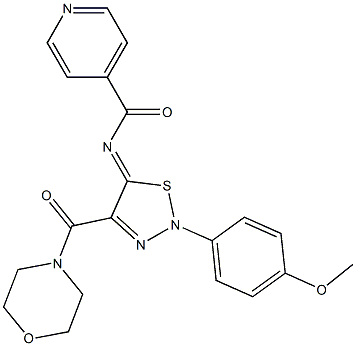 N-[(5Z)-2-(4-METHOXYPHENYL)-4-(MORPHOLIN-4-YLCARBONYL)-1,2,3-THIADIAZOL-5(2H)-YLIDENE]ISONICOTINAMIDE 结构式