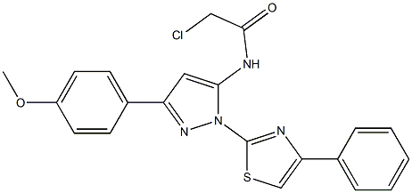 2-CHLORO-N-[3-(4-METHOXYPHENYL)-1-(4-PHENYL-1,3-THIAZOL-2-YL)-1H-PYRAZOL-5-YL]ACETAMIDE 结构式