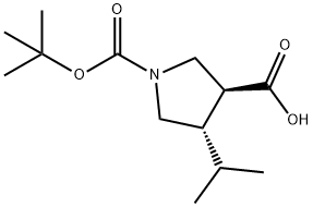 RAC-(3R,4R)-1-[(叔丁氧基)羰基]-4-(丙-2-基)吡咯烷-3-羧酸,反式 结构式