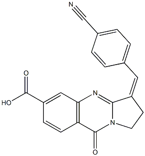 (3Z)-3-(4-CYANOBENZYLIDENE)-9-OXO-1,2,3,9-TETRAHYDROPYRROLO[2,1-B]QUINAZOLINE-6-CARBOXYLIC ACID 结构式