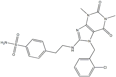4-(2-(7-(2-CHLOROBENZYL)-1,3-DIMETHYL-2,6-DIOXO-2,3,6,7-TETRAHYDRO-1H-PURIN-8-YLAMINO)ETHYL)BENZENESULFONAMIDE 结构式