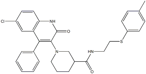 1-(6-CHLORO-2-OXO-4-PHENYL-1,2-DIHYDROQUINOLIN-3-YL)-N-(2-(P-TOLYLTHIO)ETHYL)PIPERIDINE-3-CARBOXAMIDE 结构式