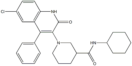 1-(6-CHLORO-2-OXO-4-PHENYL-1,2-DIHYDRO-3-QUINOLINYL)-N-CYCLOHEXYL-3-PIPERIDINECARBOXAMIDE 结构式