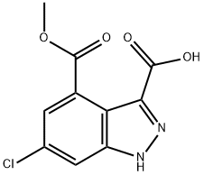 6-CHLORO-4-METHOXYCARBONYL-3-INDAZOLECARBOXYLIC ACID 结构式