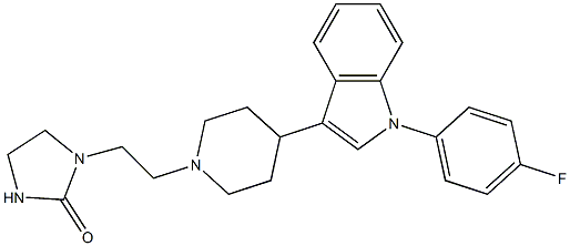 3-[1-((IMIDAZOLIDIN-2-ONE-1-YL)-ETHYL)-PIPERIDIN-4-YL]-1-(4-FLUOROPHENYL)-INDOLE 结构式