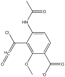 2-METHOXY-4-ACETAMINO-3-CHLOROMETHYLBENZOATE, [CARBONYL-14C]- 结构式