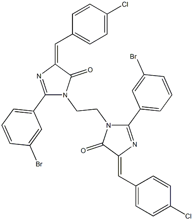 (E)-2-(3-Bromophenyl)-1-(2-((Z)-2-(3-bromophenyl)-4-(4-chlorobenzylidene)-5-oxo-4,5-dihydroimidazol-1-yl)ethyl)-4-(4-chlorobenzylidene)-1H-imidazol-5(4H)-one 结构式