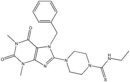 4-(1,3-DIMETHYL-7-BENZYL-2,6-DIOXO-2,3,6,7-TETRAHYDRO-1H-PURIN-8-YL)-N-ETHYLPIPERAZINE-1-CARBOTHIOAMIDE 结构式