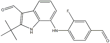 2-TERT-BUTYL-7-(2-FLUORO-4-FORMYL-PHENYLAMINO)-1H-INDOLE-3-CARBALDEHYDE 结构式