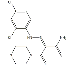 (2E)-2-[(2,4-DICHLOROPHENYL)HYDRAZONO]-3-(4-METHYLPIPERAZIN-1-YL)-3-OXOPROPANETHIOAMIDE 结构式