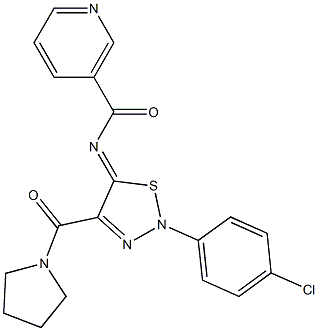 N-[(5Z)-2-(4-CHLOROPHENYL)-4-(PYRROLIDIN-1-YLCARBONYL)-1,2,3-THIADIAZOL-5(2H)-YLIDENE]NICOTINAMIDE 结构式