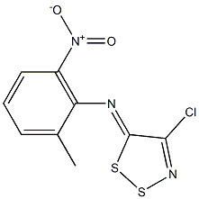 N-[(5Z)-4-CHLORO-5H-1,2,3-DITHIAZOL-5-YLIDENE]-N-(2-METHYL-6-NITROPHENYL)AMINE 结构式