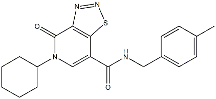 5-CYCLOHEXYL-N-(4-METHYLBENZYL)-4-OXO-4,5-DIHYDRO[1,2,3]THIADIAZOLO[4,5-C]PYRIDINE-7-CARBOXAMIDE 结构式