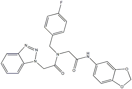 N-[2-(1,3-BENZODIOXOL-5-YLAMINO)-2-OXOETHYL]-2-(1H-1,2,3-BENZOTRIAZOL-1-YL)-N-(4-FLUOROBENZYL)ACETAMIDE 结构式