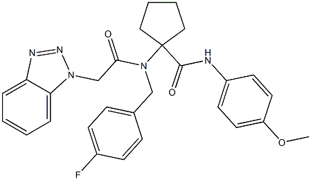 1-(2-(1H-BENZO[D][1,2,3]TRIAZOL-1-YL)-N-(4-FLUOROBENZYL)ACETAMIDO)-N-(4-METHOXYPHENYL)CYCLOPENTANECARBOXAMIDE 结构式
