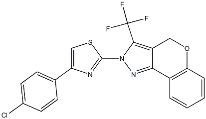 2-[4-(4-CHLOROPHENYL)-1,3-THIAZOL-2-YL]-3-(TRIFLUOROMETHYL)-2,4-DIHYDROCHROMENO[4,3-C]PYRAZOLE 结构式