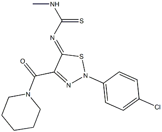 N-[(5Z)-2-(4-CHLOROPHENYL)-4-(PIPERIDIN-1-YLCARBONYL)-1,2,3-THIADIAZOL-5(2H)-YLIDENE]-N'-METHYLTHIOUREA 结构式