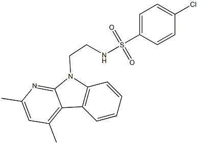 4-CHLORO-N-[2-(2,4-DIMETHYL-9H-PYRIDO[2,3-B]INDOL-9-YL)ETHYL]BENZENESULFONAMIDE 结构式