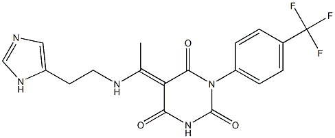 (5E)-5-(1-{[2-(1H-Imidazol-5-yl)ethyl]amino}ethylidene)-1-[4-(trifluoromethyl)phenyl]pyrimidine-2,4,6(1H,3H,5H)-trione 结构式
