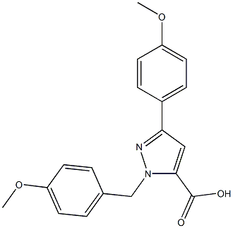 1-(4-METHOXYBENZYL)-3-(4-METHOXYPHENYL)-1H-PYRAZOLE-5-CARBOXYLIC ACID 结构式