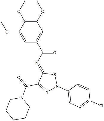 (Z)-N-(2-(4-CHLOROPHENYL)-4-(PIPERIDINE-1-CARBONYL)-1,2,3-THIADIAZOL-5(2H)-YLIDENE)-3,4,5-TRIMETHOXYBENZAMIDE 结构式