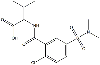 2-([2-CHLORO-5-[(DIMETHYLAMINO)SULFONYL]BENZOYL]AMINO)-3-METHYLBUTANOIC ACID 结构式