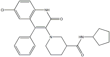 1-(6-CHLORO-2-OXO-4-PHENYL-1,2-DIHYDRO-3-QUINOLINYL)-N-CYCLOPENTYL-3-PIPERIDINECARBOXAMIDE 结构式