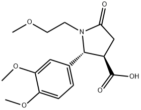 (2R,3R)-2-(3,4-DIMETHOXY-PHENYL)-1-(2-METHOXY-ETHYL)-5-OXO-PYRROLIDINE-3-CARBOXYLIC ACID 结构式