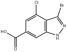 3-BROMO-4-CHLORO-6-(1H)INDAZOLE CARBOXYLIC ACID 结构式