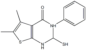 2-MERCAPTO-5,6-DIMETHYL-3-PHENYL-3LAMBDA5-THIENO[2,3-D]PYRIMIDIN-4(1H)-ONE 结构式