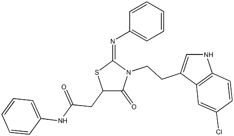 (E)-2-(3-(2-(5-CHLORO-1H-INDOL-3-YL)ETHYL)-4-OXO-2-(PHENYLIMINO)THIAZOLIDIN-5-YL)-N-PHENYLACETAMIDE 结构式