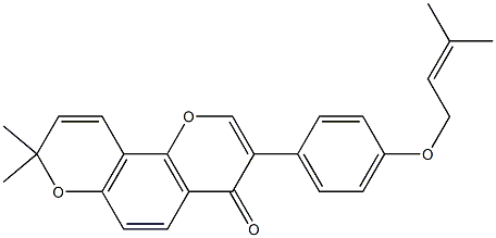 8,8-DIMETHYL-3-[4-(3-METHYLBUT-2-ENYLOXY)-PHENYL]-8H-PYRANO[2,3-F]CHROMEN-4-ONE 结构式