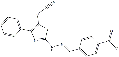 2-[(2E)-2-(4-NITROBENZYLIDENE)HYDRAZINO]-4-PHENYL-1,3-THIAZOL-5-YL THIOCYANATE 结构式