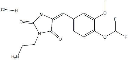 (5E)-3-(2-AMINOETHYL)-5-[4-(DIFLUOROMETHOXY)-3-METHOXYBENZYLIDENE]-1,3-THIAZOLIDINE-2,4-DIONE HYDROCHLORIDE 结构式