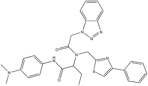 2-(2-(1H-Benzo[d][1,2,3]triazol-1-yl)-N-((4-phenylthiazol-2-yl)methyl)acetamido)-N-(4-(dimethylamino)phenyl)butanamide 结构式