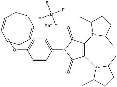 3,4-双[(2R,5R)-2,5-二甲基磷烷基]]-1-(4-甲氧苯基)-1H-吡咯-2,5-二酮(1,5-环辛二烯)四氟硼酸铑(I) 结构式