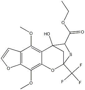 ETHYL 5-HYDROXY-6,10-DIMETHOXY-2-TRIFLUOROMETHYL-4,5-DIHYDRO-2,5-METHANOFURO[3,2-H][1,3]BENZOXATHIEPINE-4-CARBOXYLATE 结构式