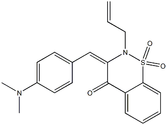 (3E)-2-ALLYL-3-[4-(DIMETHYLAMINO)BENZYLIDENE]-2,3-DIHYDRO-4H-1,2-BENZOTHIAZIN-4-ONE 1,1-DIOXIDE 结构式