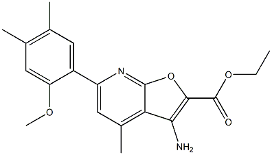 Ethyl 3-amino-6-(2-methoxy-4,5-dimethylphenyl)-4-methylfuro[2,3-b]pyridine-2-carboxylate 结构式