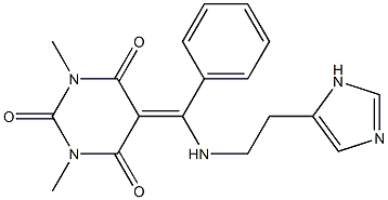 5-[{[2-(1H-IMIDAZOL-5-YL)ETHYL]AMINO}(PHENYL)METHYLENE]-1,3-DIMETHYLPYRIMIDINE-2,4,6(1H,3H,5H)-TRIONE 结构式