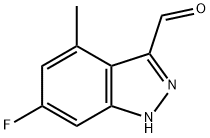 6-FLUORO-4-METHYL-3-(1H)INDAZOLE CARBOXALDEHYDE 结构式