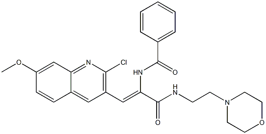 (Z)-N-(1-(2-CHLORO-7-METHOXYQUINOLIN-3-YL)-3-(2-MORPHOLINOETHYLAMINO)-3-OXOPROP-1-EN-2-YL)BENZAMIDE 结构式