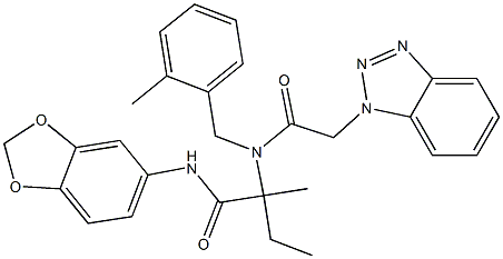 N-(1,3-BENZODIOXOL-5-YL)-2-[[2-(1H-1,2,3-BENZOTRIAZOL-1-YL)ACETYL](2-METHYLBENZYL)AMINO]-2-METHYLBUTANAMIDE 结构式