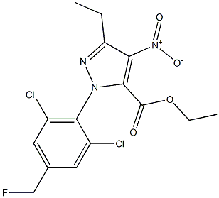 1-[2,6-DICHLORO-4-(FLUOROMETHYL)PHENYL]-3-ETHYL-4-NITRO-1H-PYRAZOLE-5-CARBOXYLIC ACID ETHYL ESTER 结构式
