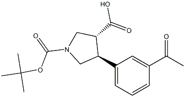 BOC-(+/-)-TRANS-4-(3-ACETYLPHENYL)-PYRROLIDINE-3-CARBOXYLIC ACID 结构式